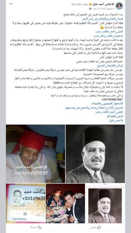 استغاثة لحفيدة طلعت حرب