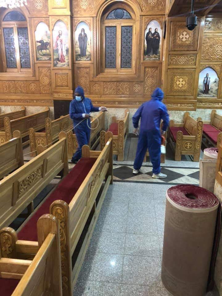 حملة شاملة لتعقيم كنيسة الأنبا بيشوي ببورسعيد 