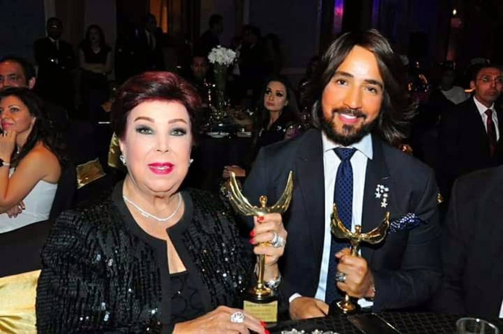 مصمم الأزياء هانى البحيرى والفنانة الراحلة رجاء الجداوى