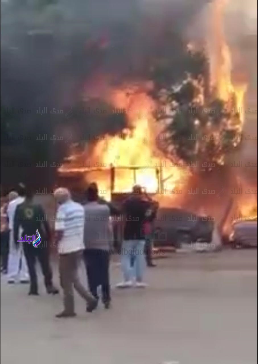 حريق كشك بجوار مستشفى العجوزة