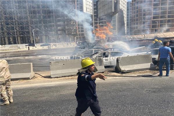 احتراق 7 سيارات في حادث الدائري