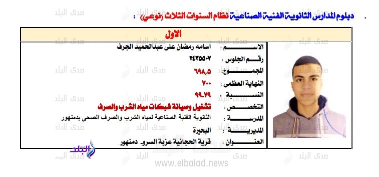 نتيجة الدبلومات الفنية 2020