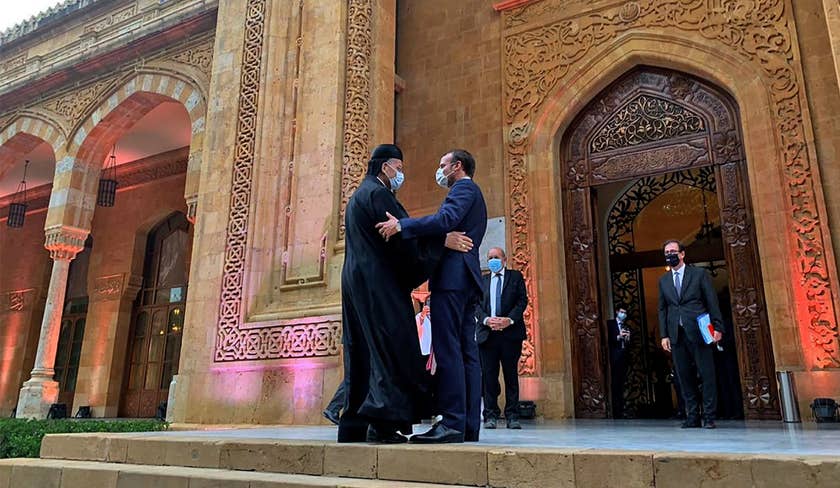البطريرك اللبناني بشارة بطرس الراعي مع رئيس فرنسا 