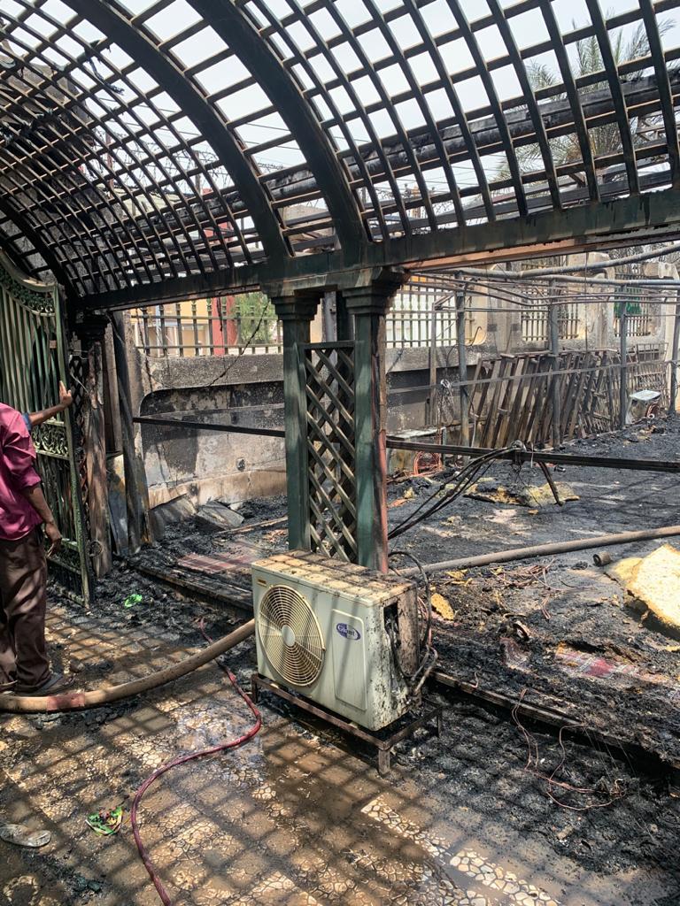صورة من موقع حريق السفارة السعودية بالسودان 