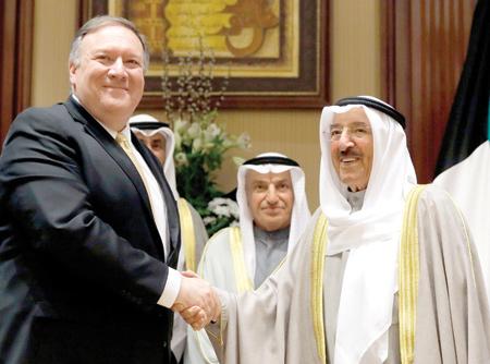 الشيخ صباح الأحمد ومايك بومبيو