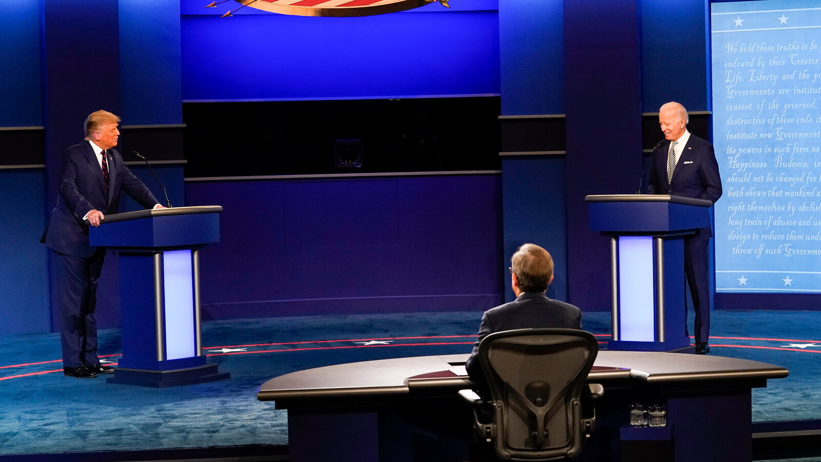 ترامب وجو بايدن في أول مناظرة تلفزيونية