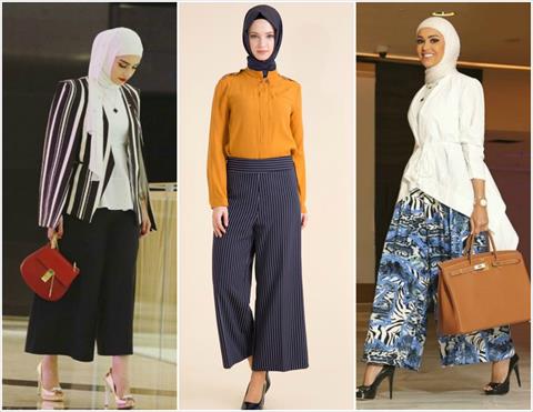 طريقة تنسيق البنطلون الواسع للمحجبات