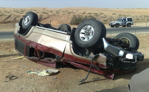 انقلاب سيارة ملاكي بصحراوي المنيا