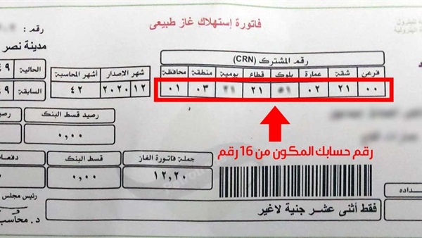 تسجيل قراءة فاتورة الغاز الطبيعي المنزلي