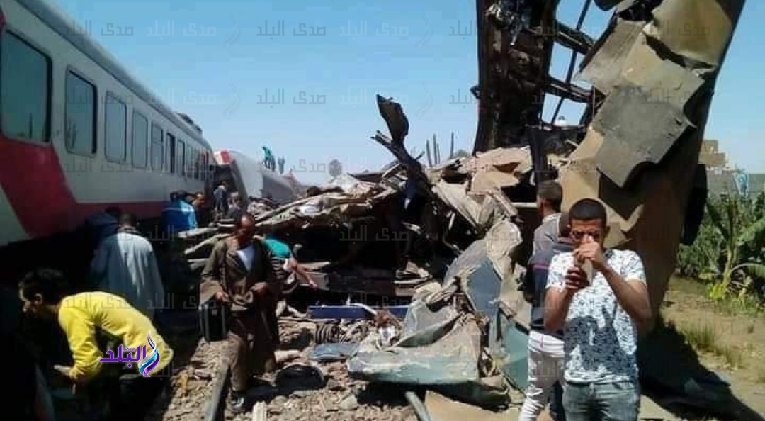 حادث تصادم قطارين في سوهاج