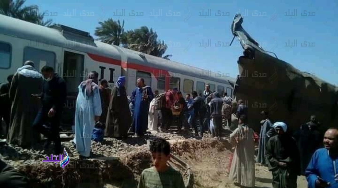 حادث تصادم قطارين في سوهاج