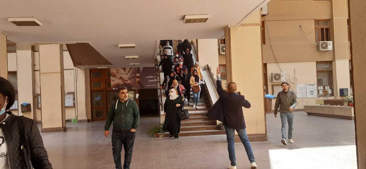 عملية تجريبية للإخلاء بكلية الالسن 