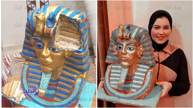 آية تصنع كعك على شكل ملك فرعوني