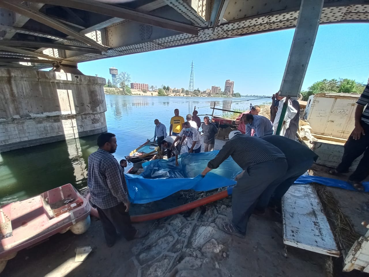 القاء ابذريعه السمكيه بالنيل بميت غمر