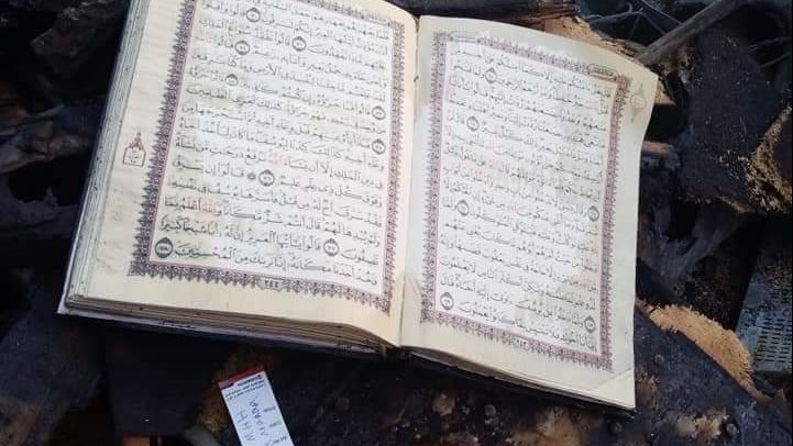 حريق يلتهم محتويات محل بالعريش إلا كتاب الله 