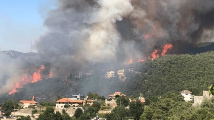 اندلاع حريق هائل في لبنان