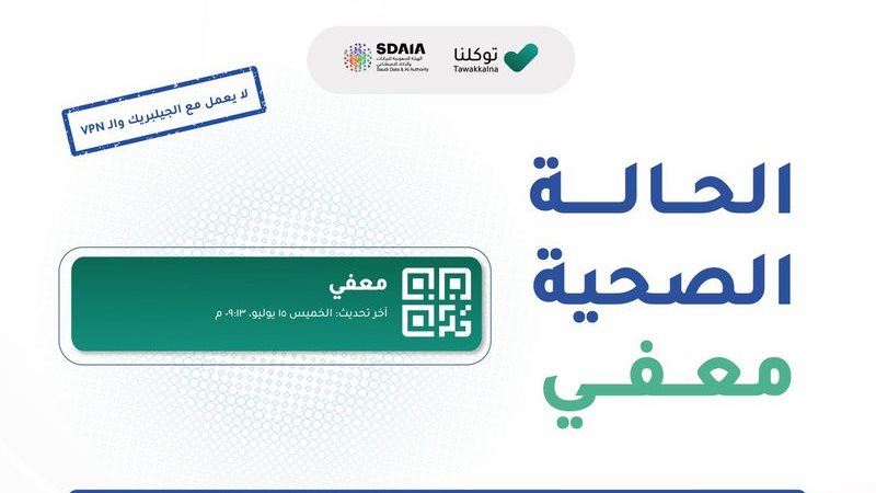 السعودية.. توضيح من تطبيق توكلنا بشأن  حالة "معفي"