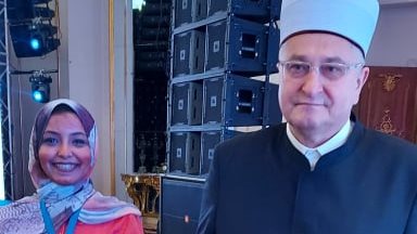 محررة صدى البلد مع مفتي كرواتيا الدكتور عزيز حسنوفيتش 
