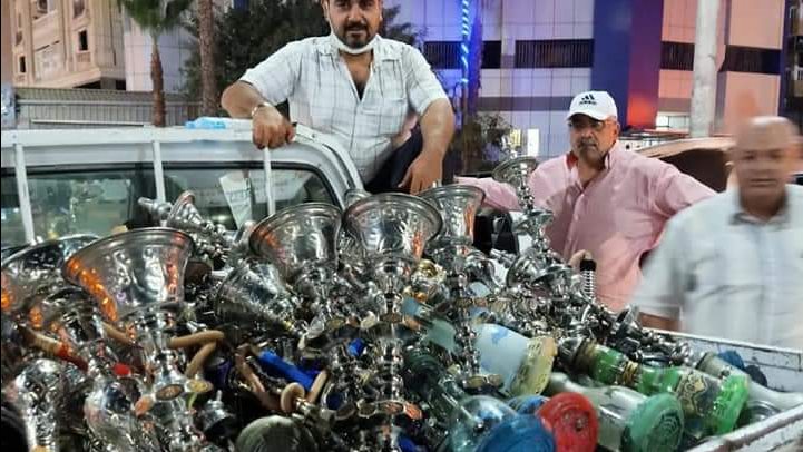 مصادرة 900 شيشة بالمقاهي والكافيهات بـ الجيزة