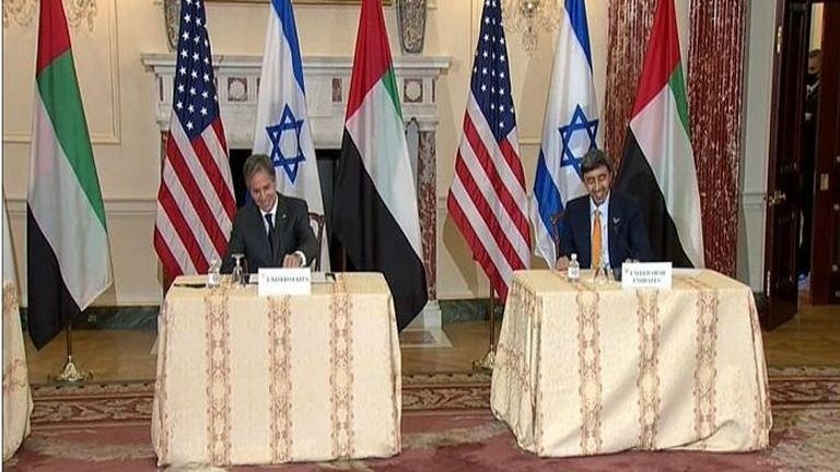 الشيخ عبدالله بن زايد آل نهيان خلال لقاء نظيره الأمريكي