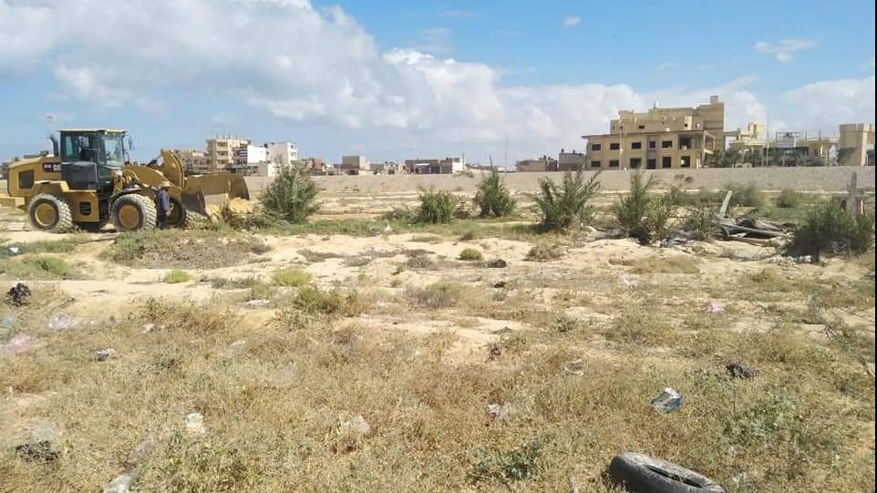 تطهير مجري وادي العريش من الزراعات 