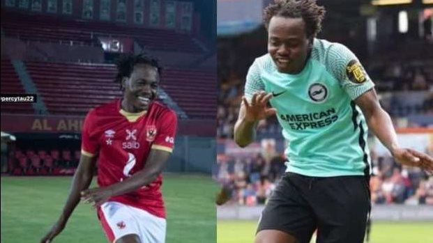 احتفال بيرسي تاو لاعب الأهلي الجديد 