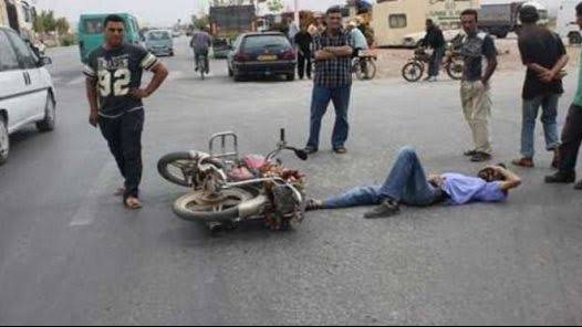 تصادم دراجه وتروسيكل 