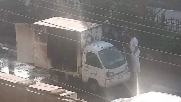 السيارة التى التهمها الحريق