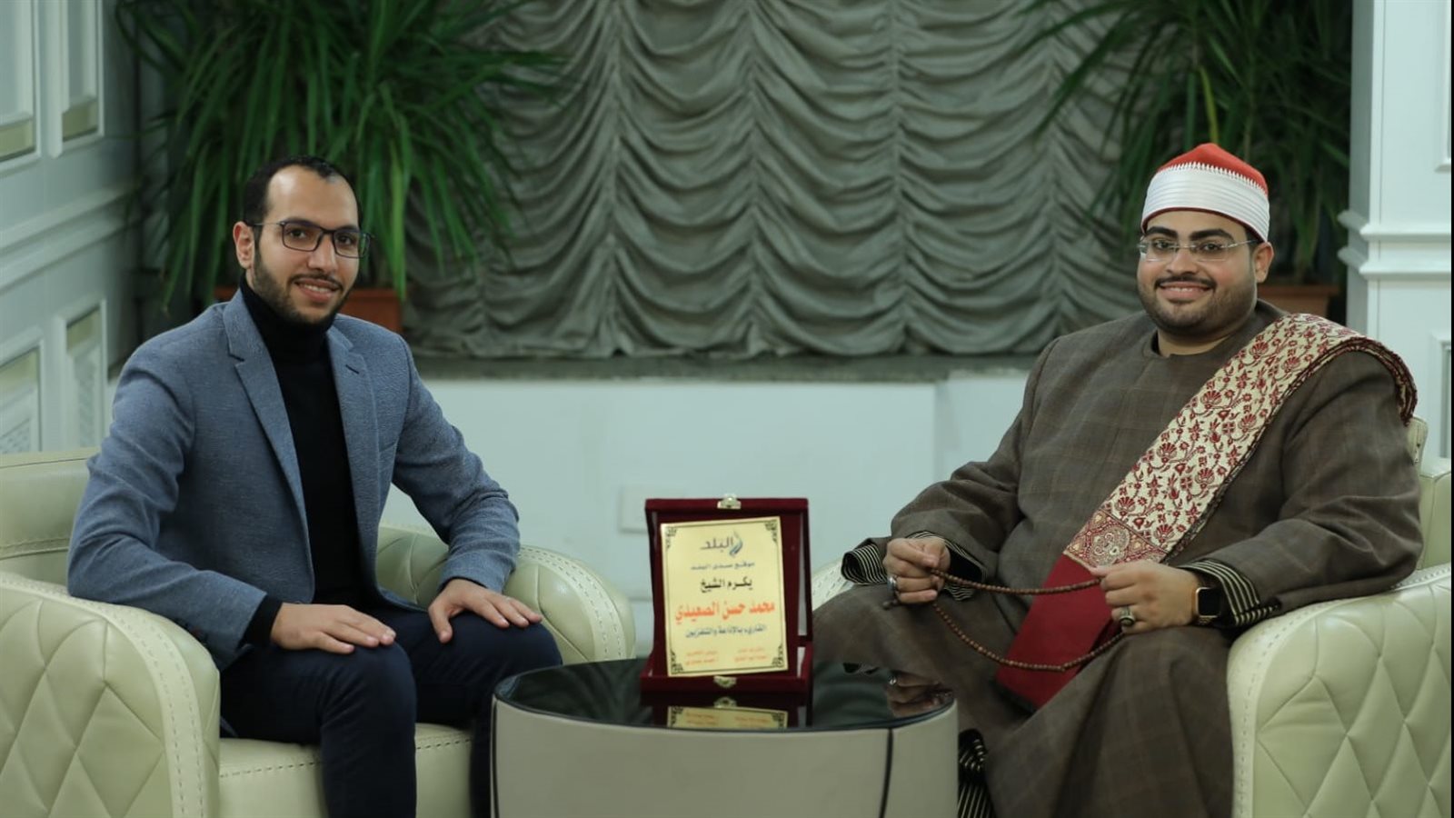صدى البلد يكرم القارئ والمبتهل الشيخ محمد حسن الصعيدي