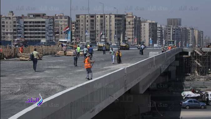 أعمال التطوير على قدم وساق بكوبري المنيب 