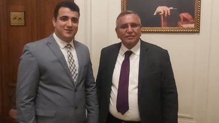 سيد طه فايز مع الدكتور عبد السند يمامة رئيس حزب الوفد