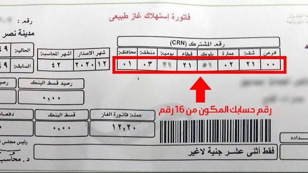 فاتورة غاز المنازل