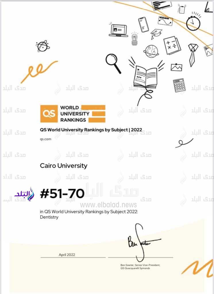 جامعة القاهرة ضمن أفضل 100 جامعة على مستوى العالم