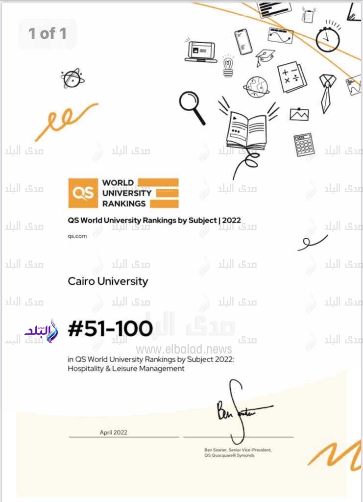 جامعة القاهرة ضمن أفضل 100 جامعة على مستوى العالم