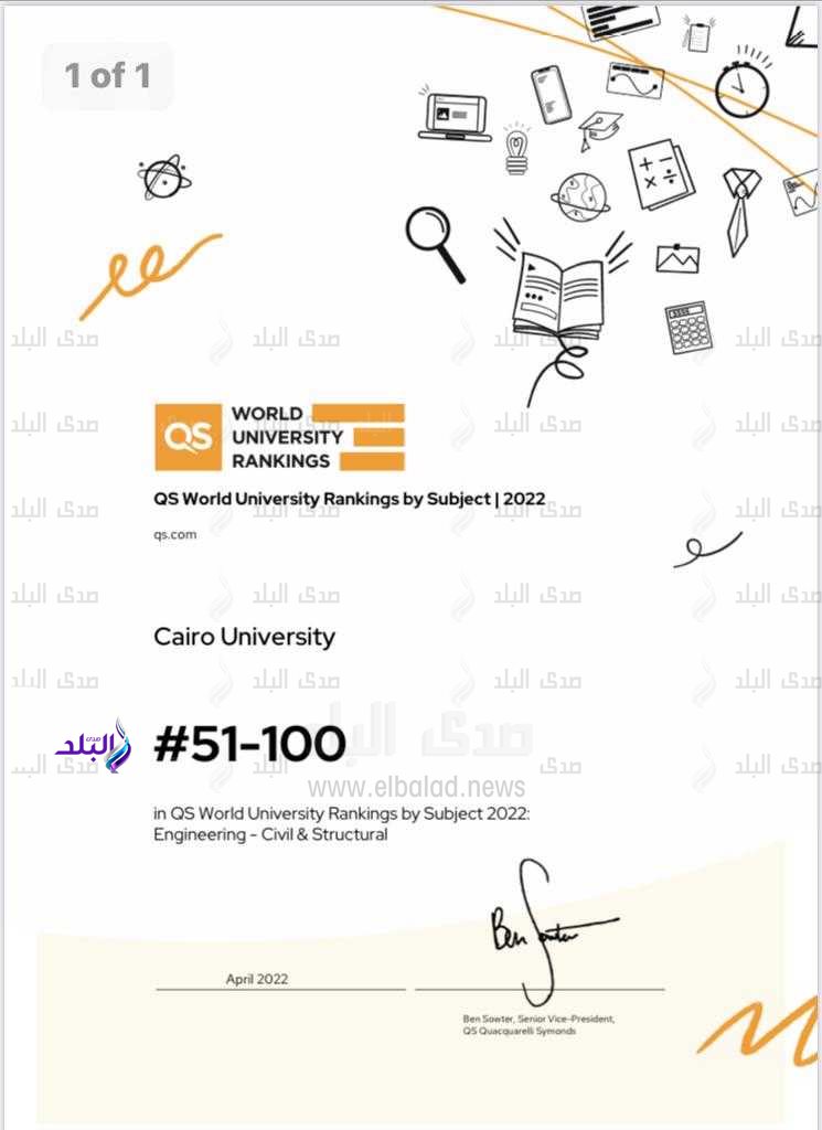جامعة القاهرة ضمن أفضل 100 جامعة على مستوى العالم