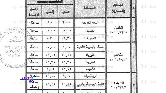 جداول امتحانات الطلاب المتعثرين في اداء الامتحانات إلكترونيا