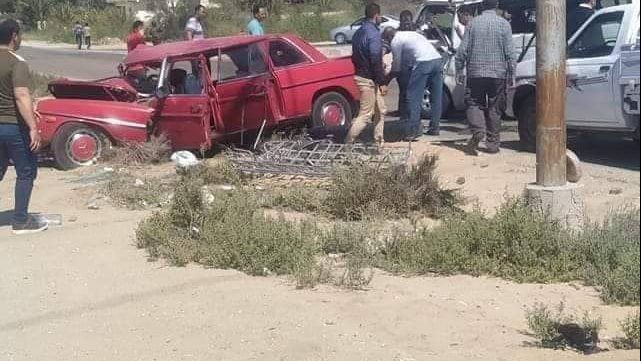 موقع الحادث علي الطريق الدولي العريش 