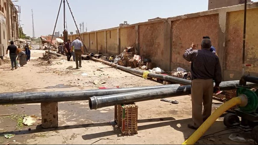 إصلاح هبوط ارضى بشارع المحطة بسمالوط 