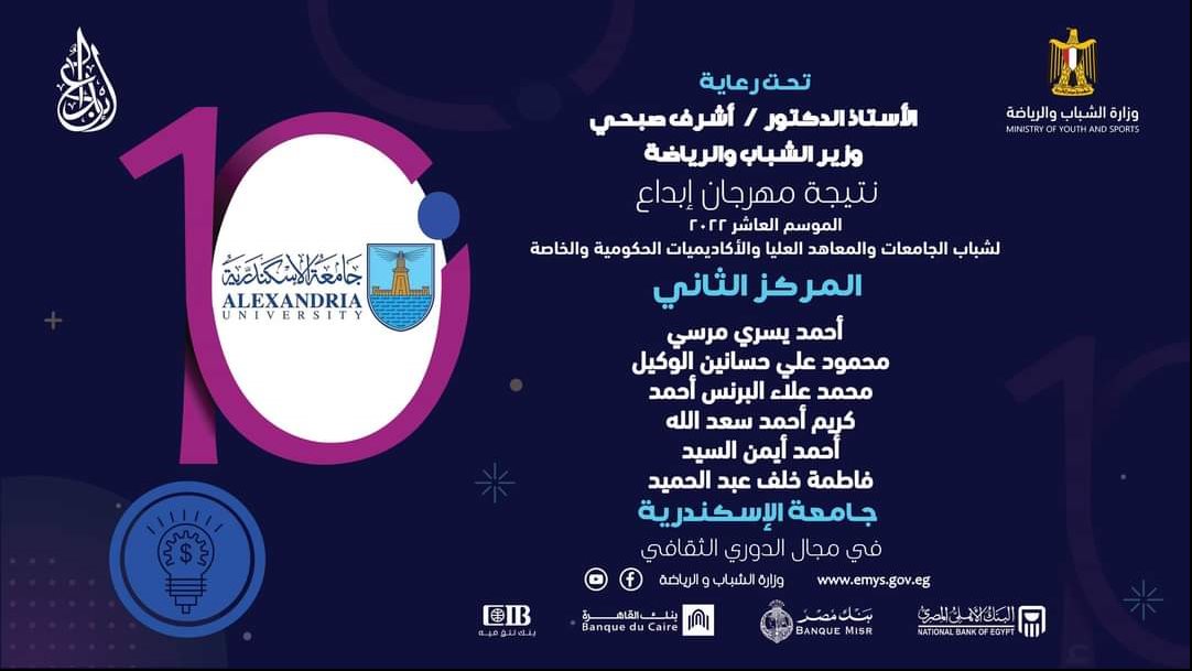 جامعة الإسكندرية تفوز بمسابقة مهرجان إبداع 