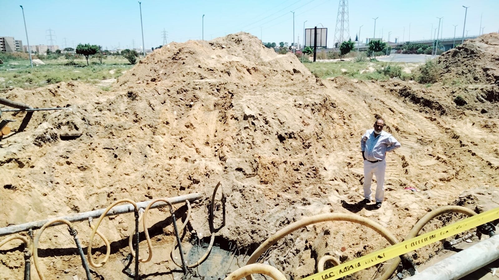 كسر مفاجيء في خط مياه المستقبل 