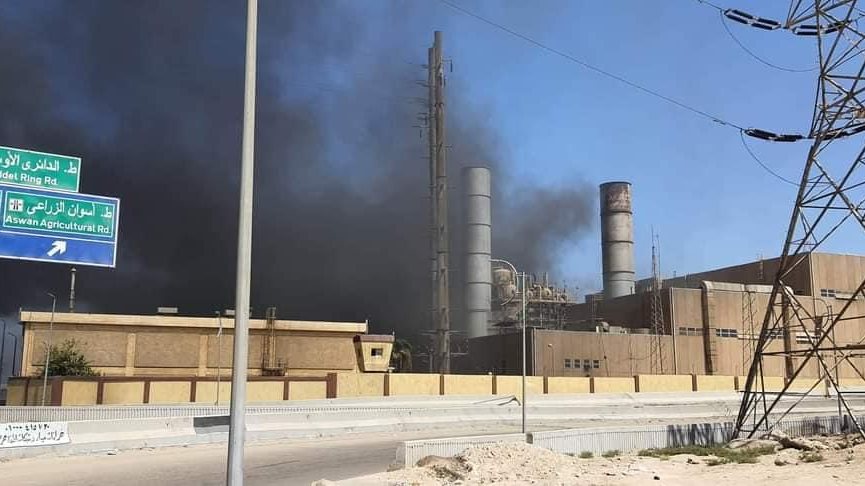 حريق محطة كهرباء حلوان