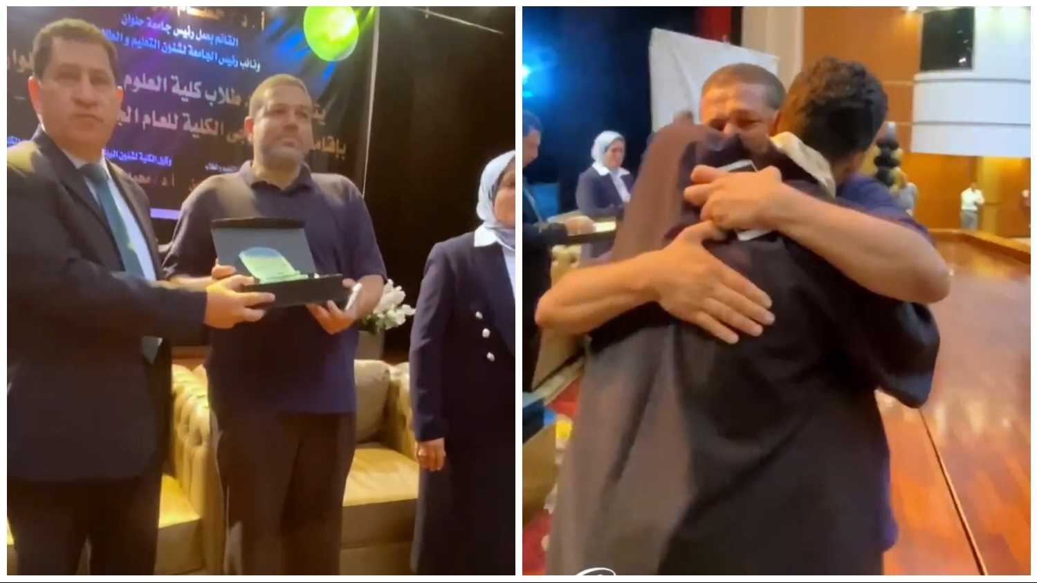 مقطع مؤلم لأب يتسلم شهادة تخرج ابنه المتوفى من جامعة حلوان