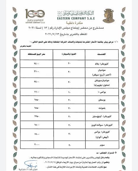 اسعار السجائر الجديدة