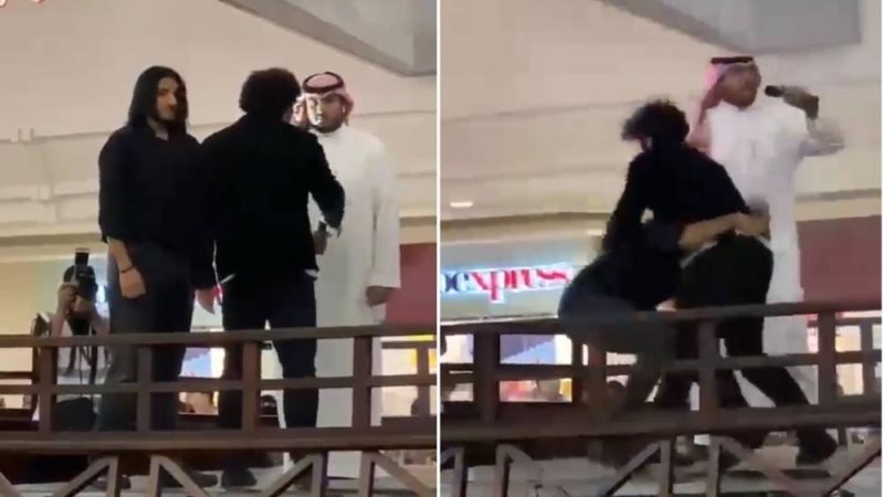 خناقة عنيفة بين مصارعين سعوديين 