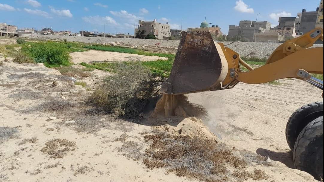 تطهير مجري وادي العريش من الزراعات 