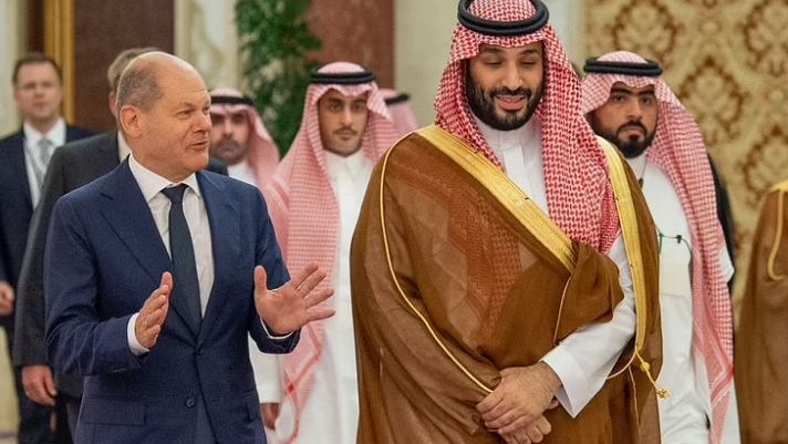 المستشار الألماني مع ولي العهد السعودي