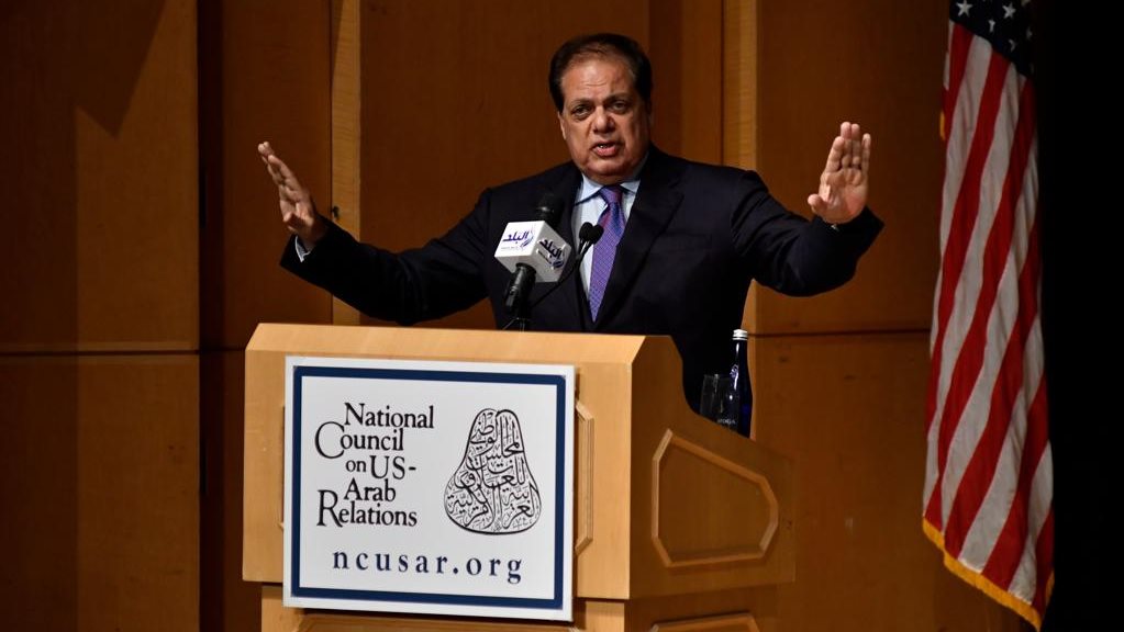 أبو العينين خلال كلمته بمؤتمر صناع القرار العربي الأمريكي