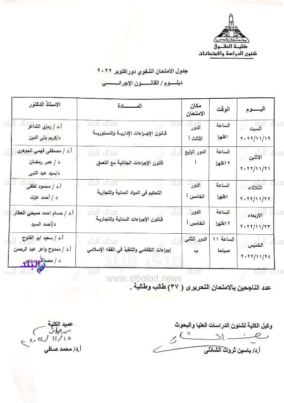 جداول امتحانات الشفوي لـ الدبلومات
