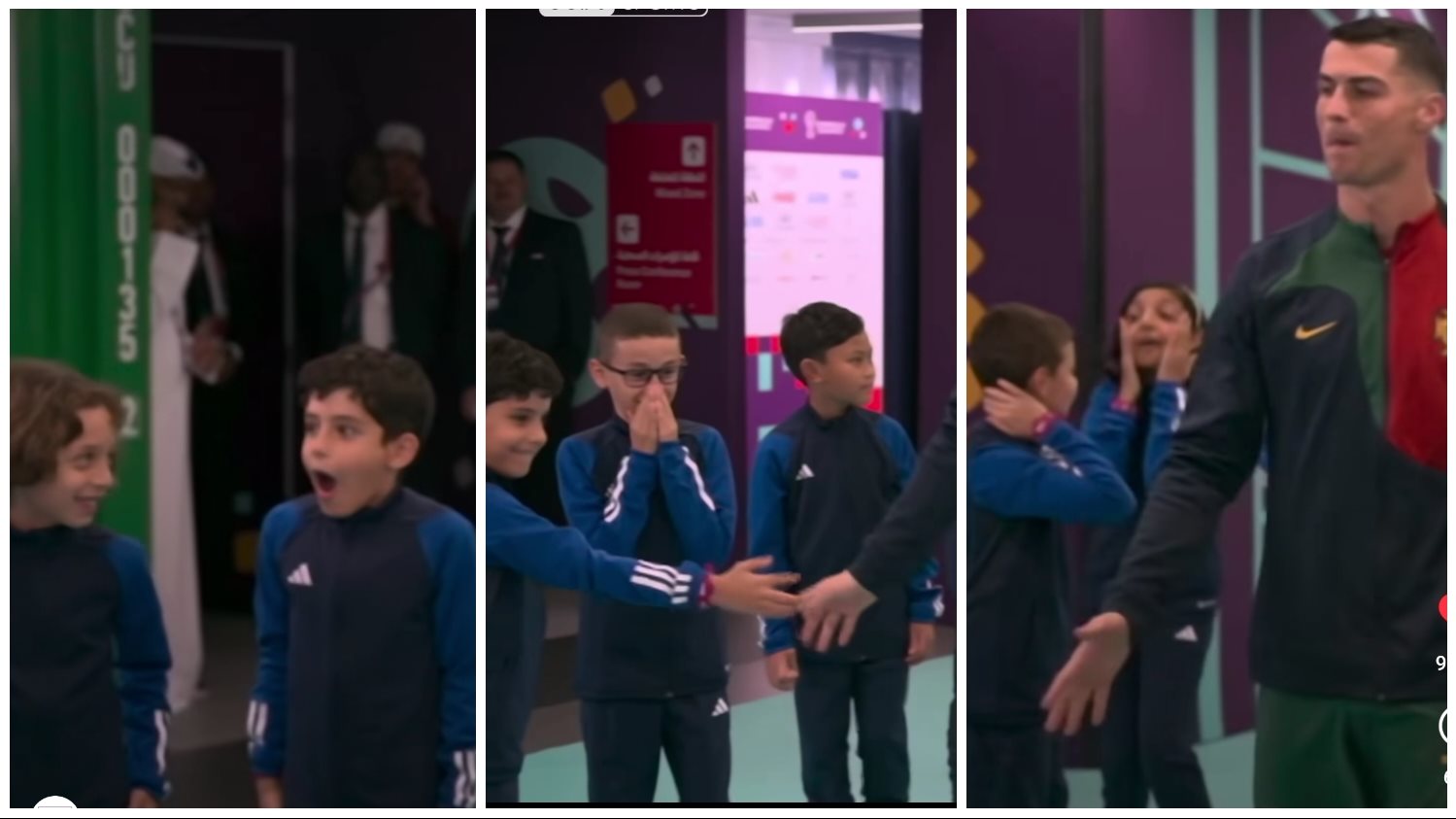 ردة فعل مذهلة لطفل بعد مصافحة كريستيانو رونالدو|شاهد