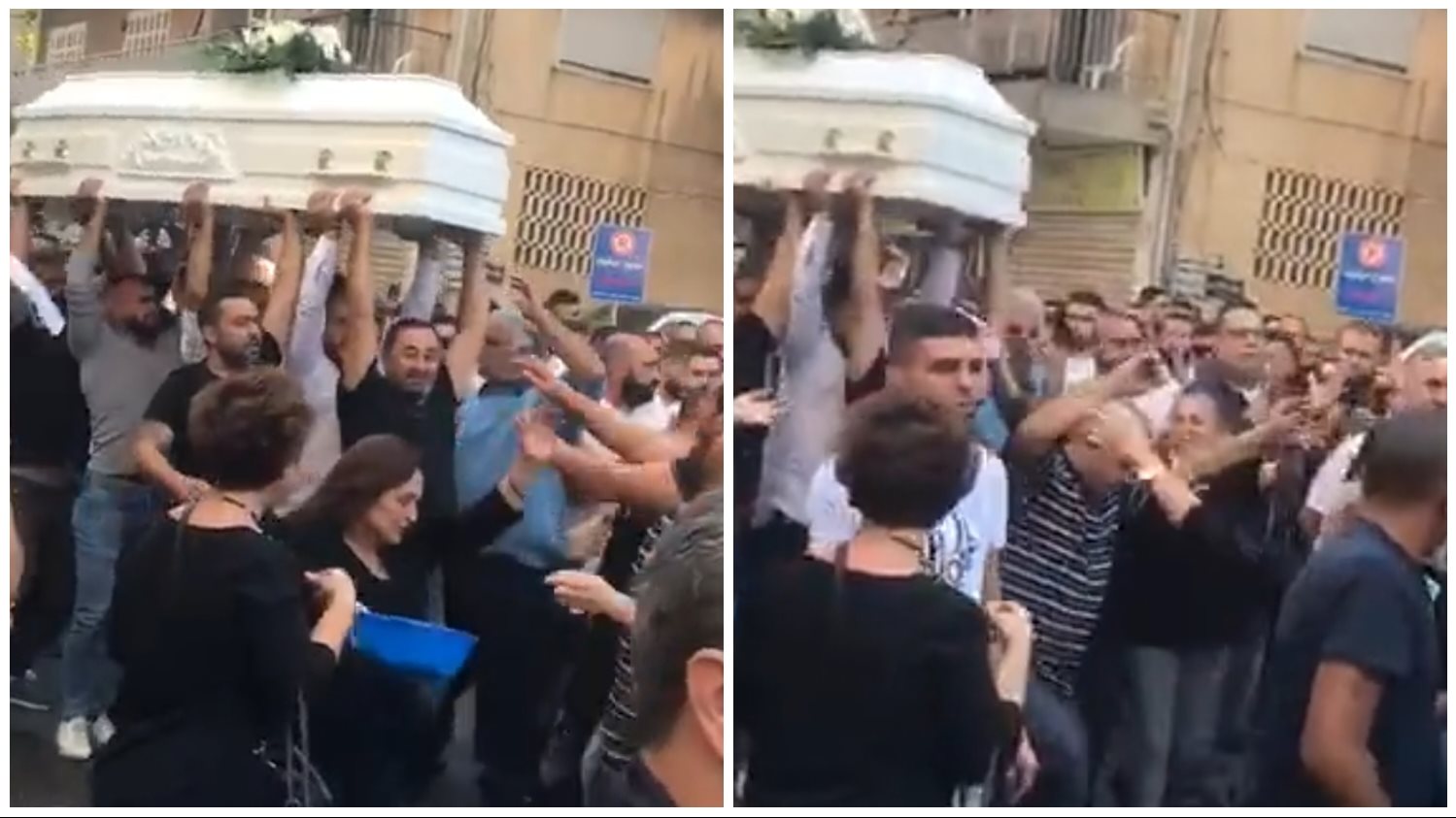 لبنانيون يرقصون بالنعش في جنازة